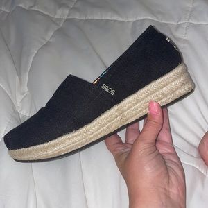 Slip on bobs with small wedge heel